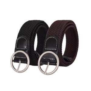 7952 2 Pack Women's Stretch Braided Web Belts Elastic For Jeans Casual